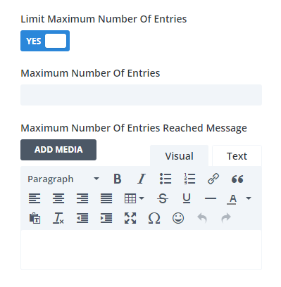 Screenshot of web form settings panel.