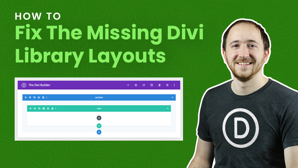 Man explaining Divi Library Layout fix on computer screen.