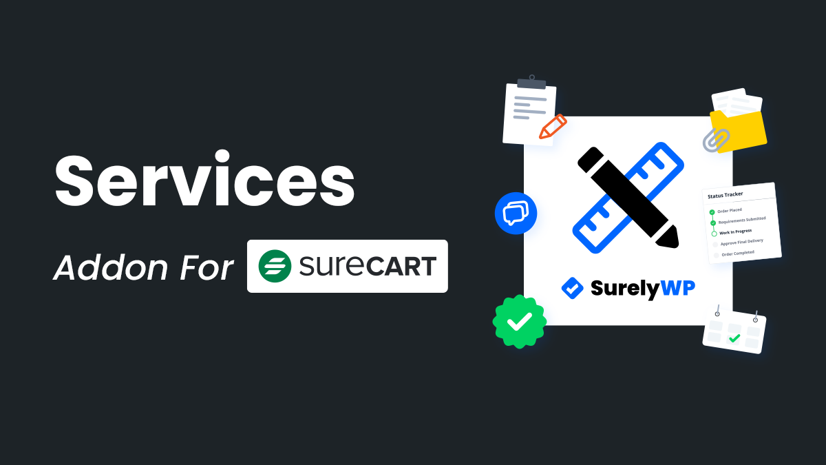 Graphic discussing Services Addon for SureCart and SurelyWP